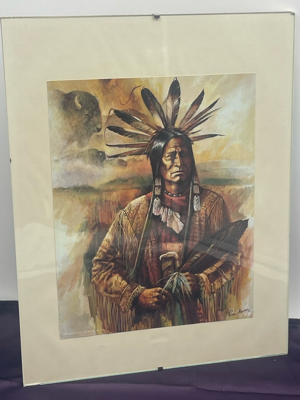 Ruane Manning Lithograph Art: Native American Sioux Chief Titled Peaceful Nation